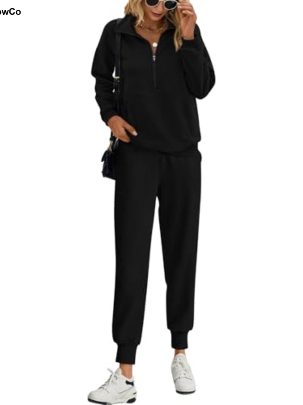 PRETTYGARDEN Quarter Zip Pullover Sweatshirt and Jogger Pants Set Long Sleeve